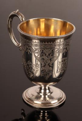 Appraisal: A Victorian silver Christening cup Martin Hall Sheffield engraved and