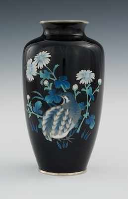 Appraisal: A Cloisonne Partridge Vase th Century Baluster vase in silvered