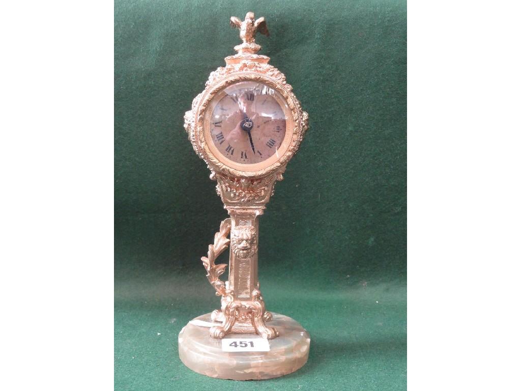 Appraisal: A small th century gilded mantle clock with eight day