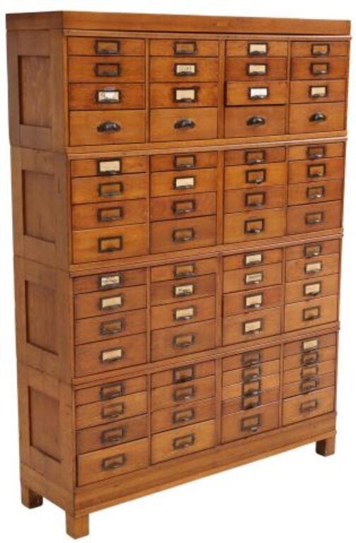 Appraisal: American oak filing cabinet possibly Globe-Wernicke early th c four-section