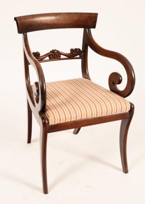 Appraisal: A Regency mahogany armchair the back with concave cresting rail