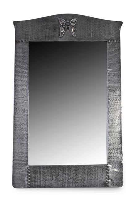 Appraisal: LIBERTY CO WALL MIRROR CIRCA riveted and inlaid pewter the