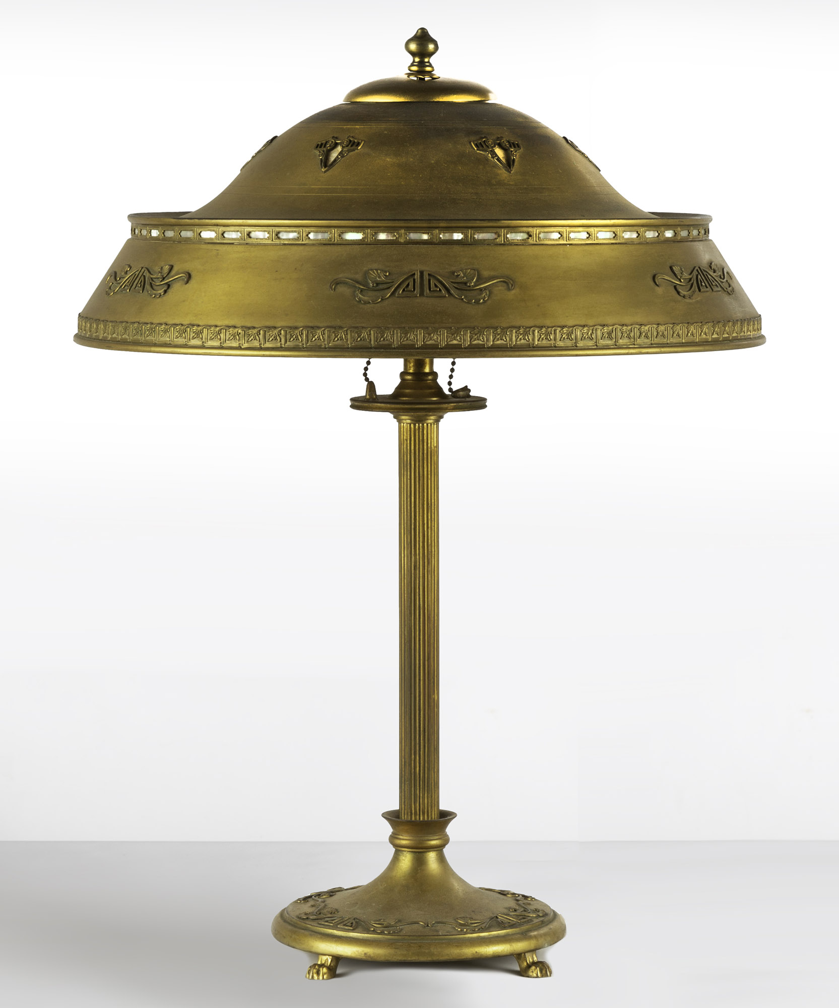 Appraisal: DUFFNER KIMBERLY TABLE LAMP Early th century Patinaed brass and