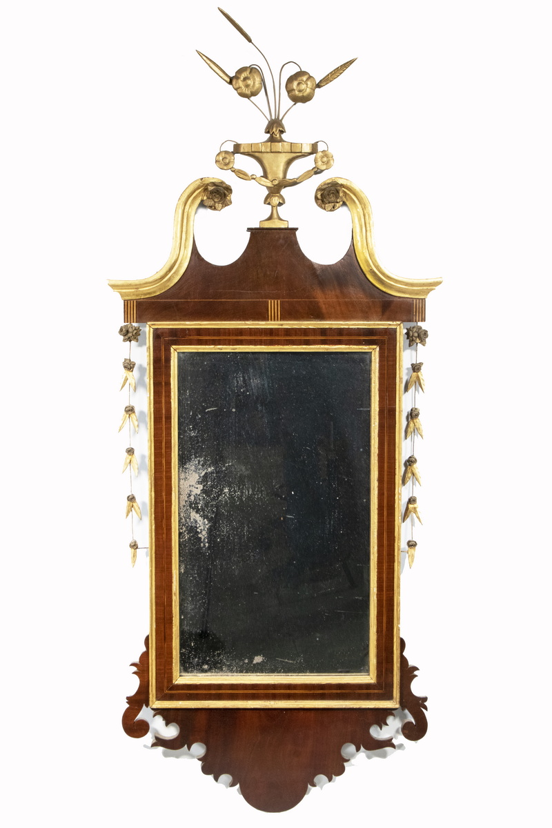 Appraisal: CHIPPENDALE LOOKING GLASS th c Mirror in parcel gilt mahogany