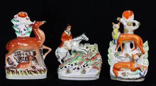 Appraisal: lot of English Staffordshire figural groups consisting of a pearlware