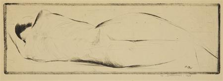 Appraisal: Werner Drewes SLEEPING NUDE HORIZONTAL Drypoint Estimate -