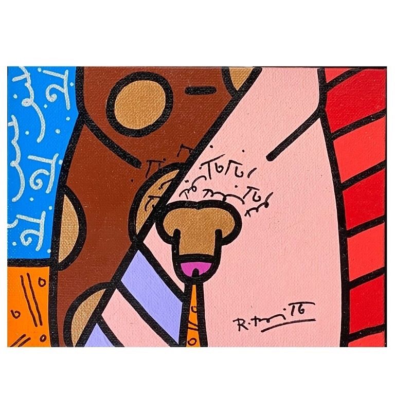 Appraisal: Romero Britto Original Oil Male Body Romero Britto Original Oil