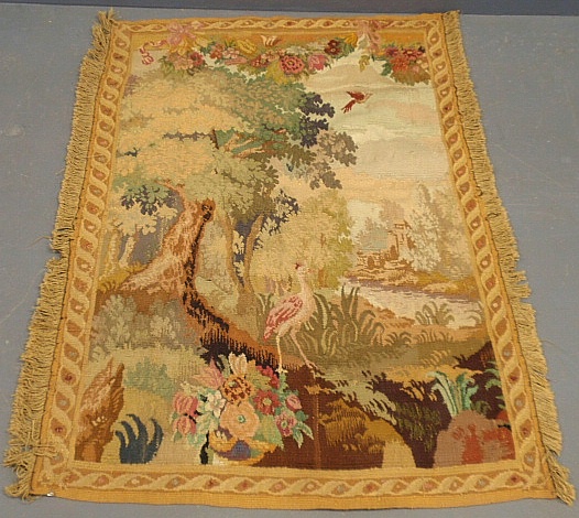 Appraisal: - French Aubusson tapestry with exotic birds and ruins x