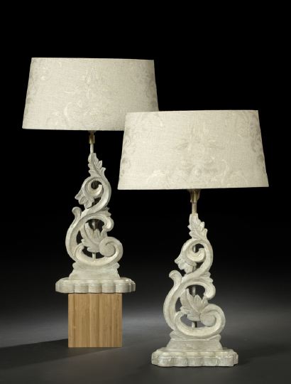 Appraisal: Pair of Italian Polychromed Table Lamps each mounted with a