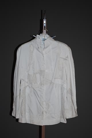 Appraisal: CHADO white cotton embroidered jacket blouse with long sleeves and