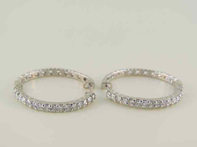 Appraisal: Diamond Hoop Earrings round diamonds totaling carat '' diameter k