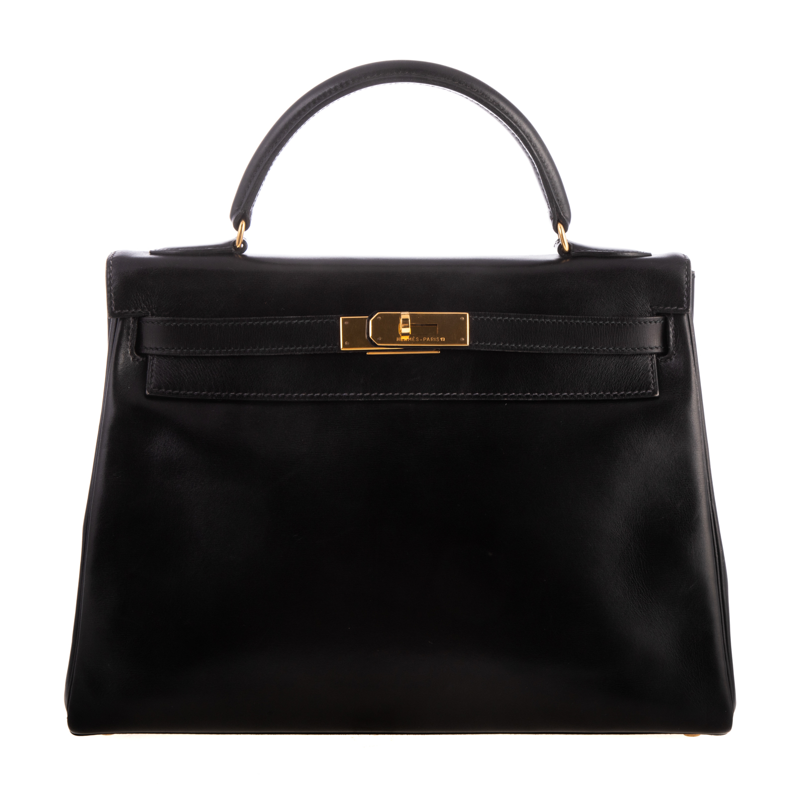 Appraisal: AN HERMES KELLY GULLIVER RETOURNE A black Gulliver leather Hermes