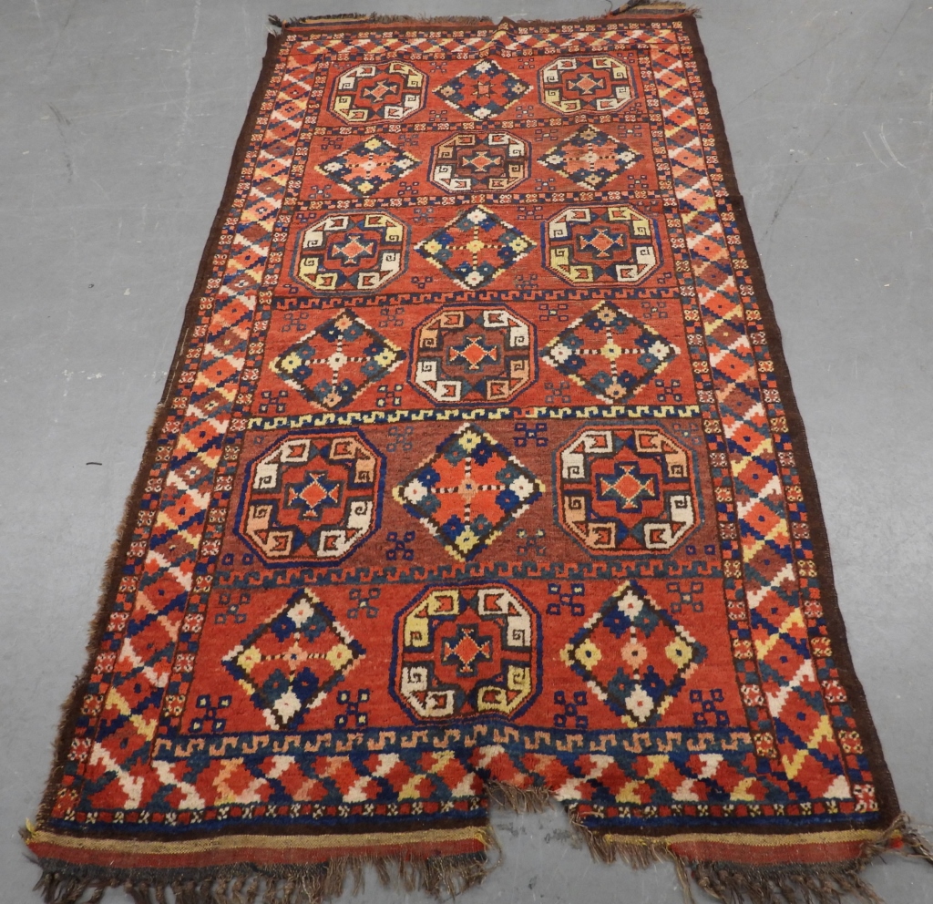 Appraisal: RED TURKMEN RUG Turkey th CentryBlue navy blue red green