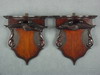 Appraisal: SHELVES - PAIR OF HAND CARVED MAHOGANY WALL SHELVES WITH