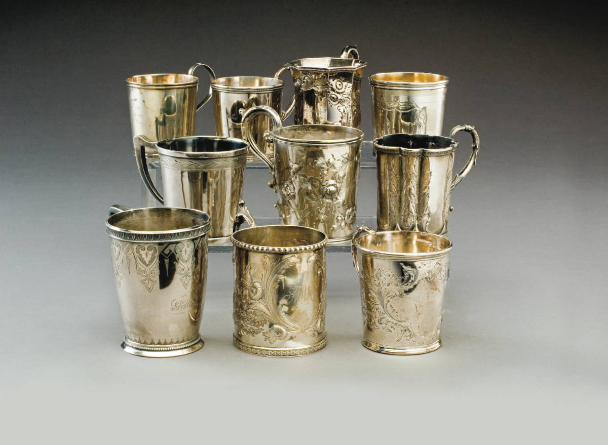 Appraisal: TEN AMERICAN COIN SILVER CHILDREN'S CUPS VARIOUS MAKERS NINETEENTH CENTURY