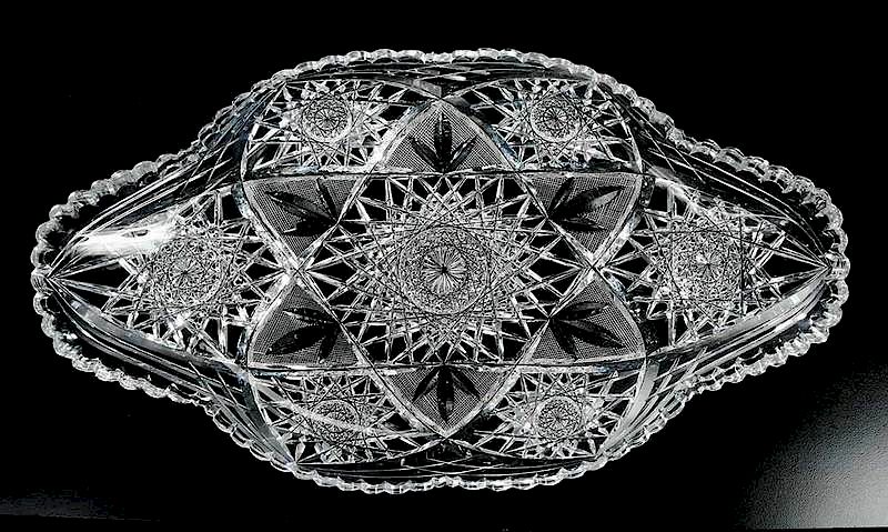 Appraisal: Brilliant Period Cut Glass Ice Cream Tray possibly Lotus pattern