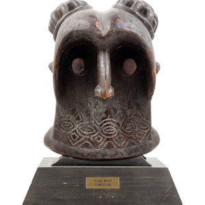 Appraisal: A Bamileke Carved Wood Helmet Mask Cameroon Mid- th Century