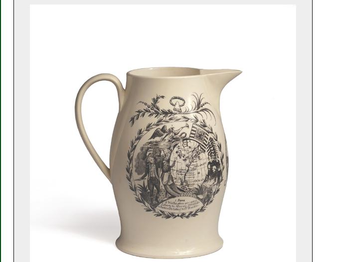 Appraisal: ENGLISH CREAMWARE BLACK TRANSFER-PRINTED JUG - Height inches Est -