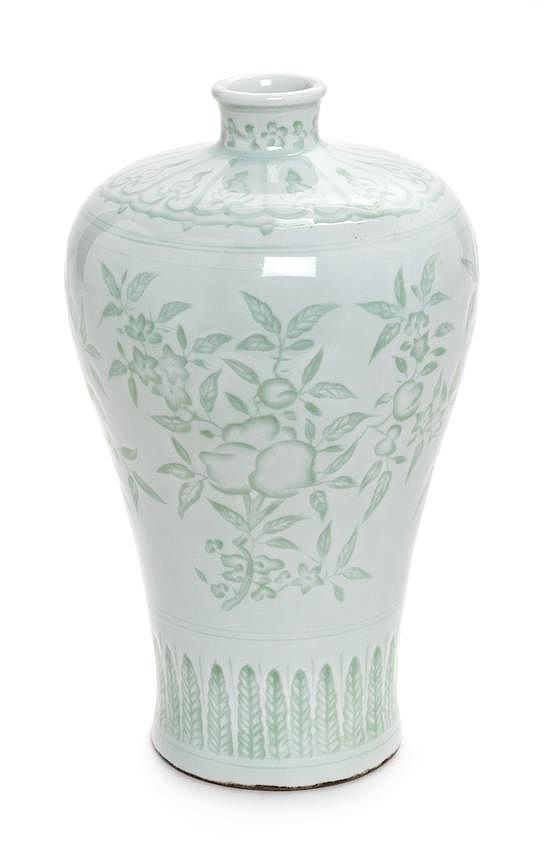 Appraisal: A White Glazed Porcelain Vase Meiping Height inches A White