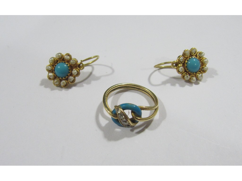 Appraisal: Lot comprising a Victorian ct gold turquoise and diamond set