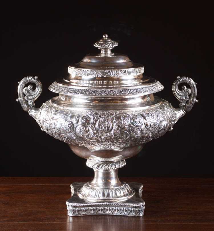 Appraisal: GORHAM STERLING SILVER LIDDED PUNCH BOWL raised on squared footed