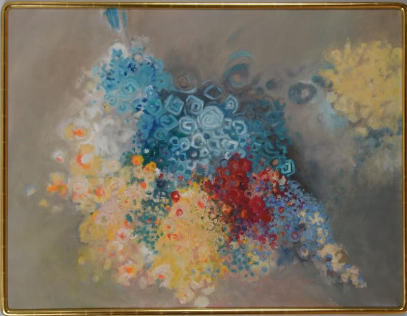 Appraisal: th Century School Abstract Flowers Oil on canvas signed 'Nomi'