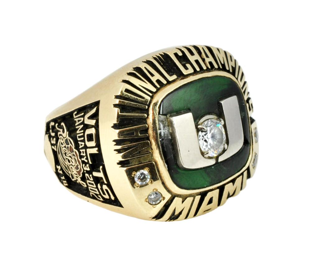 Appraisal: UNIVERSITY OF MIAMI NATIONAL CHAMPS GOLD RINGUniversity of Miami Hurricanes