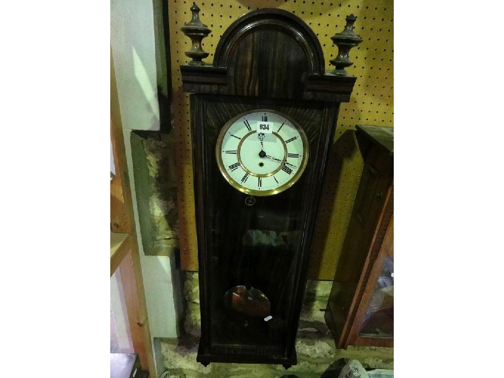 Appraisal: A th century Vienna regulator wall clock in a simulated