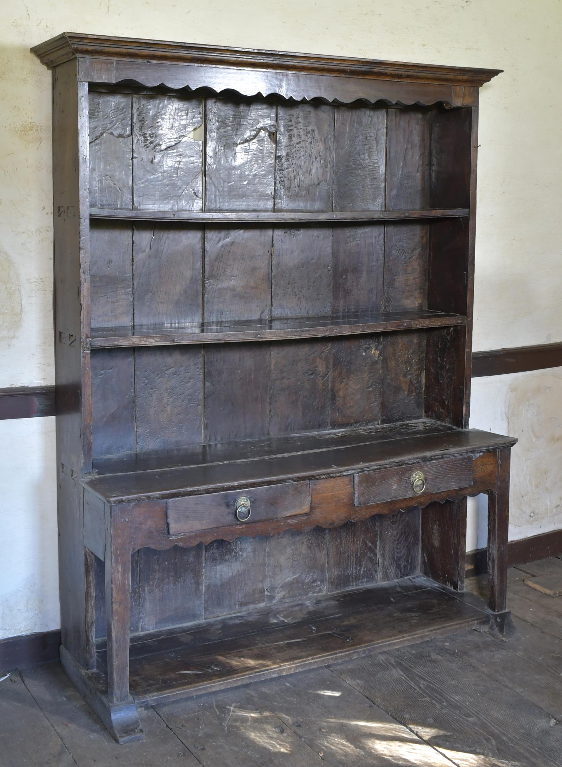 Appraisal: TH C ELM WOOD WELSH CUPBOARD An th C English