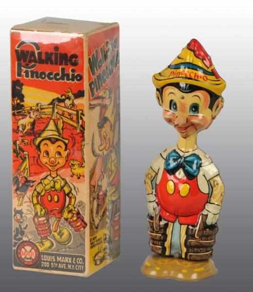 Appraisal: Tin Marx Disney Walking Pinocchio Wind-Up Toy Description American Working