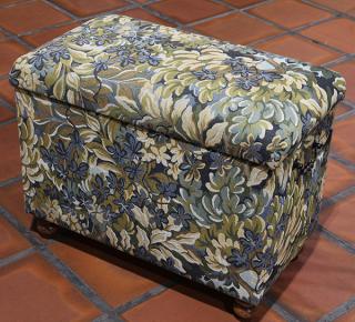 Appraisal: Moderne needlepoint window bench having a hinged top flanked with