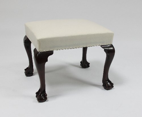 Appraisal: A George II red walnut stool with stuff-over seat on