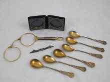 Appraisal: A mixed lot comprising six German demi-tasse spoons of Celtic