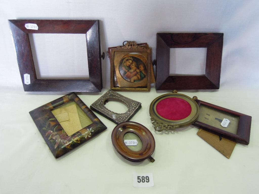 Appraisal: A mixed collection of small wooden frames including two rosewood