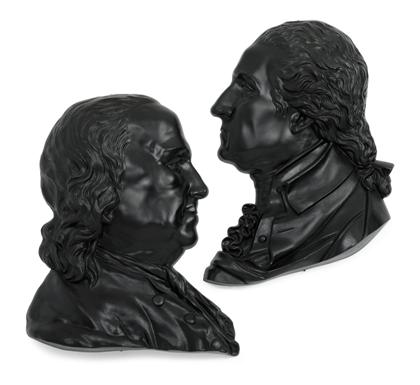 Appraisal: Painted cast metal profiles of Ben Franklin and George Washingtonone