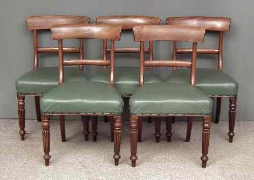 Appraisal: A set of five George IV mahogany dining chairs with