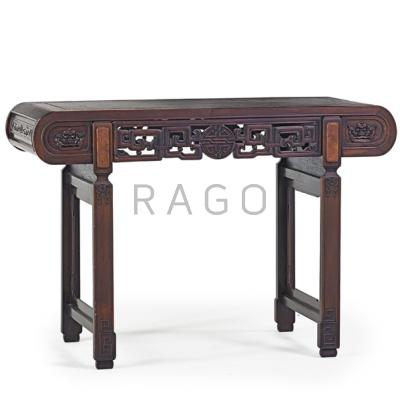 Appraisal: CHINESE ALTAR TABLE Mixed woods with burl top and carved