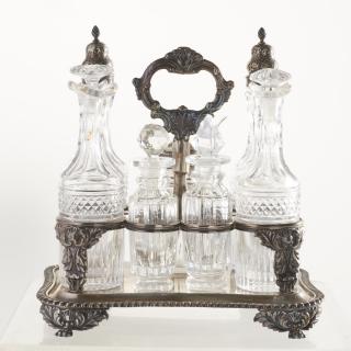 Appraisal: George IV sterling silver cruet stand George IV sterling silver