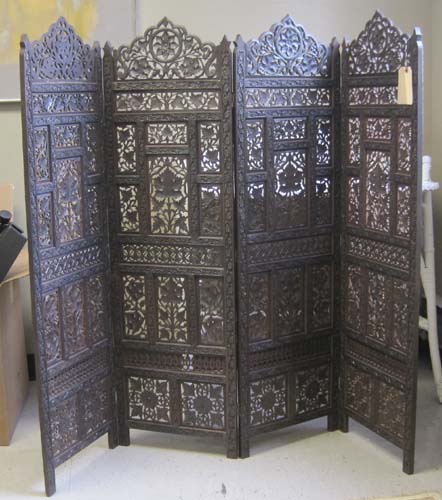 Appraisal: SMALL SHEESHAM WOOD FLOOR SCREEN India or Pakistan having four