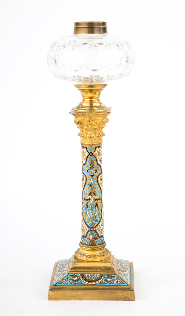 Appraisal: Continental champleve candlestick late th century probably French with gilt-bronze