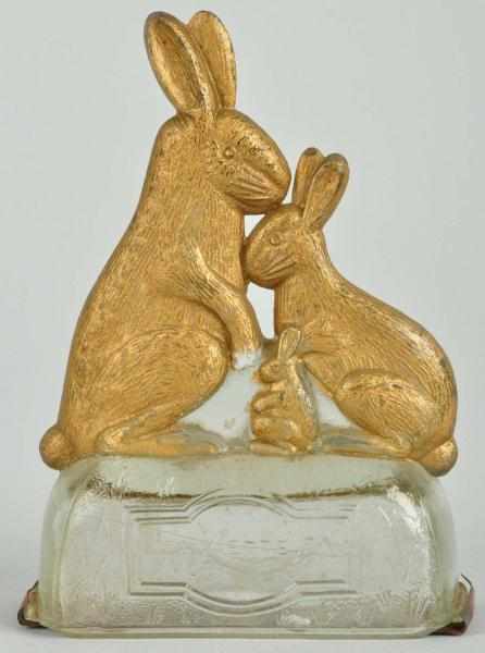 Appraisal: Glass Rabbit Family Candy Container Description Made by V G