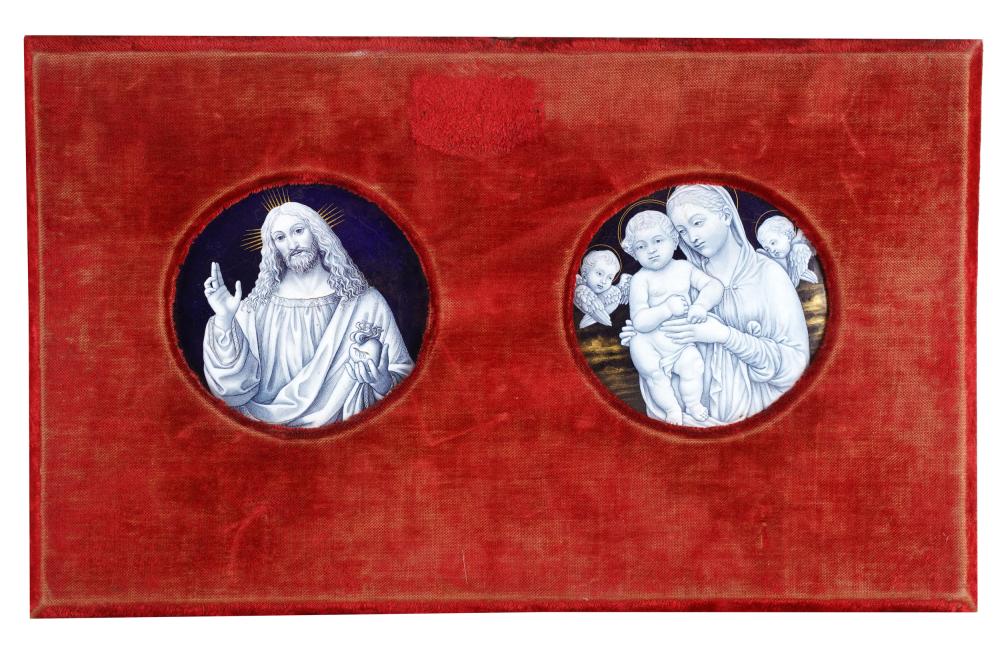 Appraisal: TWO LIMOGES ENAMELED RELIGIOUS PLAQUES - each signed Louis Bourdery