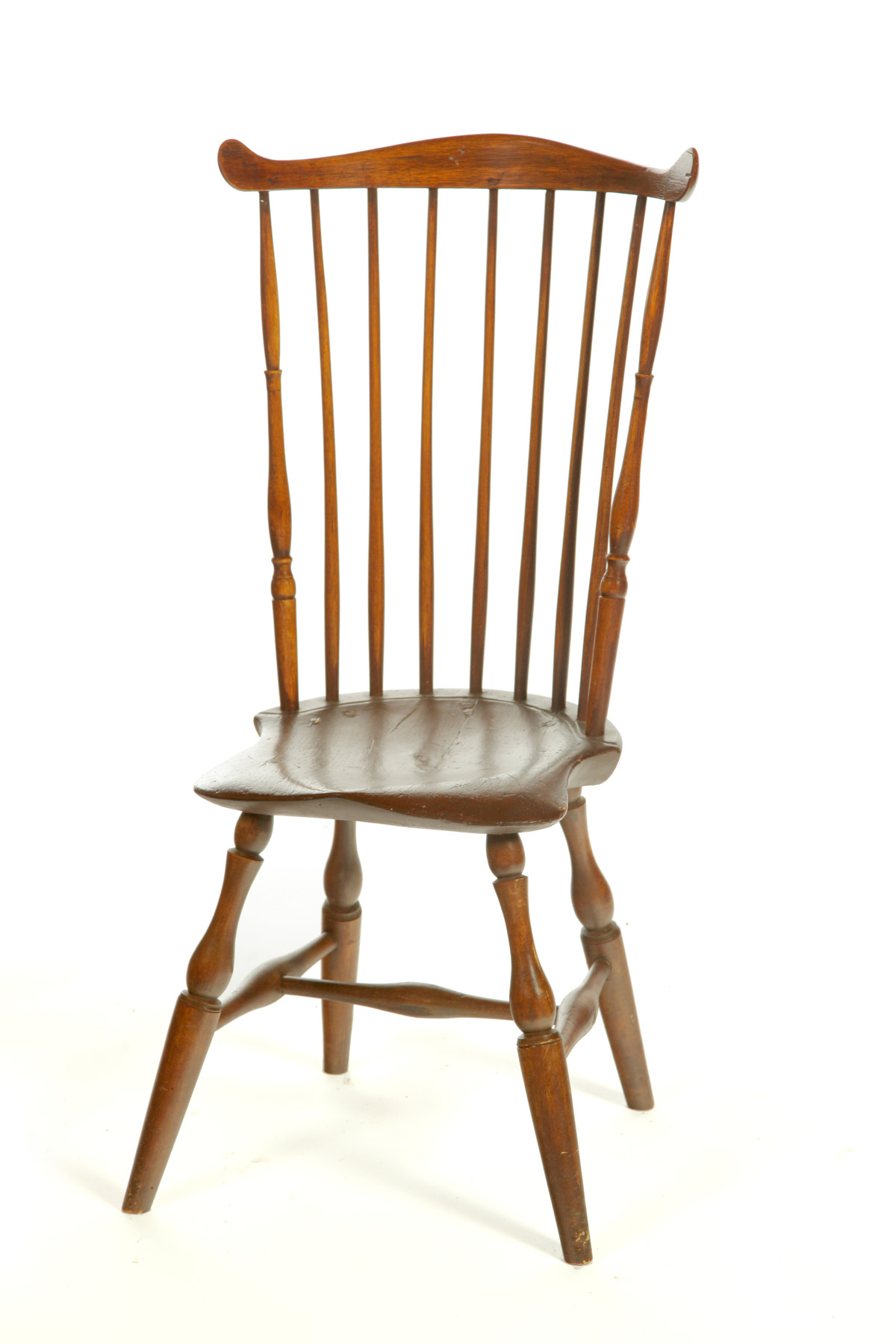 Appraisal: FAN-BACK WINDSOR CHAIR American late th century mixed woods Triple-baluster