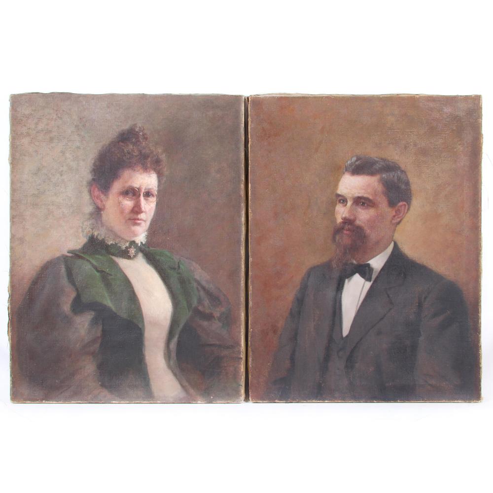 Appraisal: PAIR PORTRAIT PAINTINGS OF ALBERT AND MARY GALL INDIANAPOLIS INDIANA