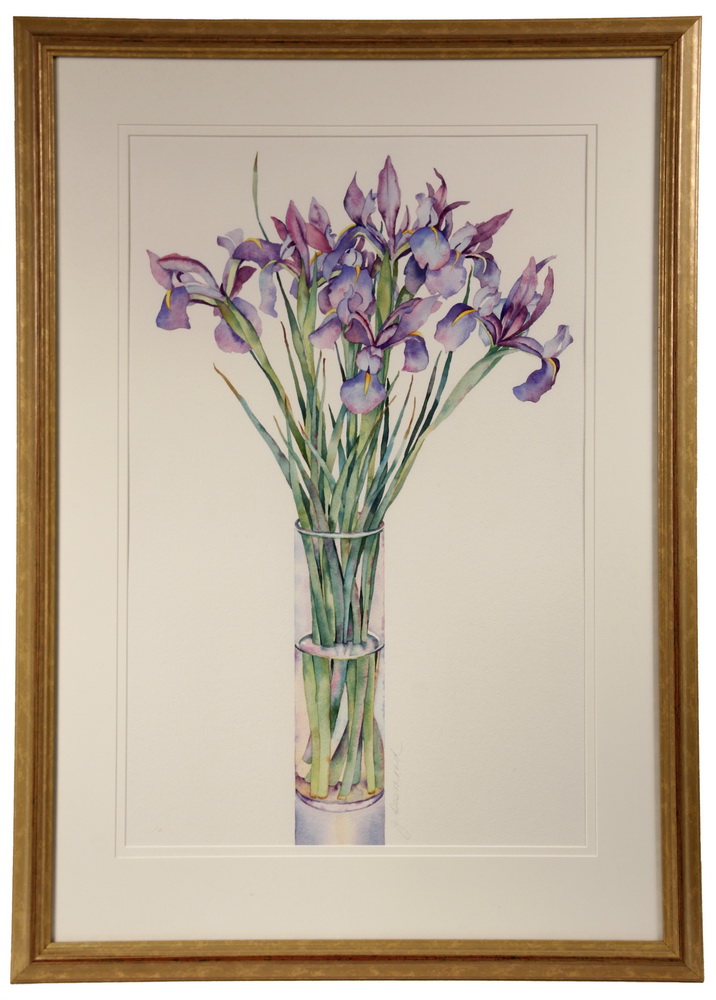 Appraisal: JO SPILLER DESMOND Contemporary Maine - Irises in Tall Glass