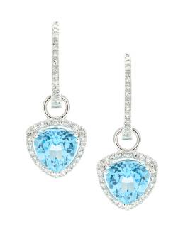 Appraisal: A PAIR OF BLUE TOPAZ AND DIAMOND EARRINGS A PAIR