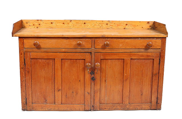 Appraisal: A TH CENTURY PINE HOUSEMAID'S PANTRY CUPBOARD with galleried top