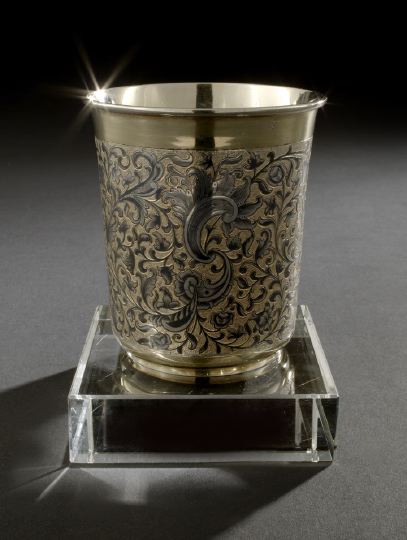 Appraisal: Fine Large Nicholas I Parcel-Gilt Zolotnik Silver and Niello Beaker