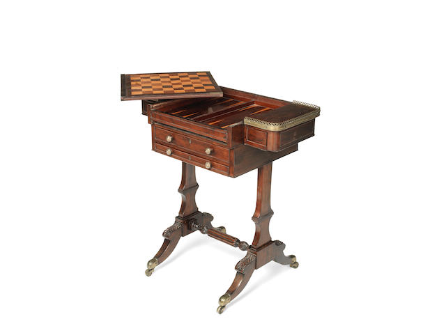 Appraisal: A Regency rosewood games reading work table in the manner