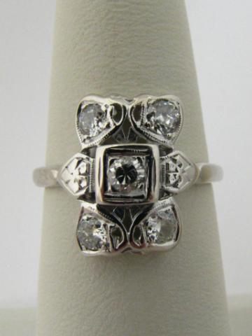 Appraisal: Estate k white gold deco style diamond ring with diamonds